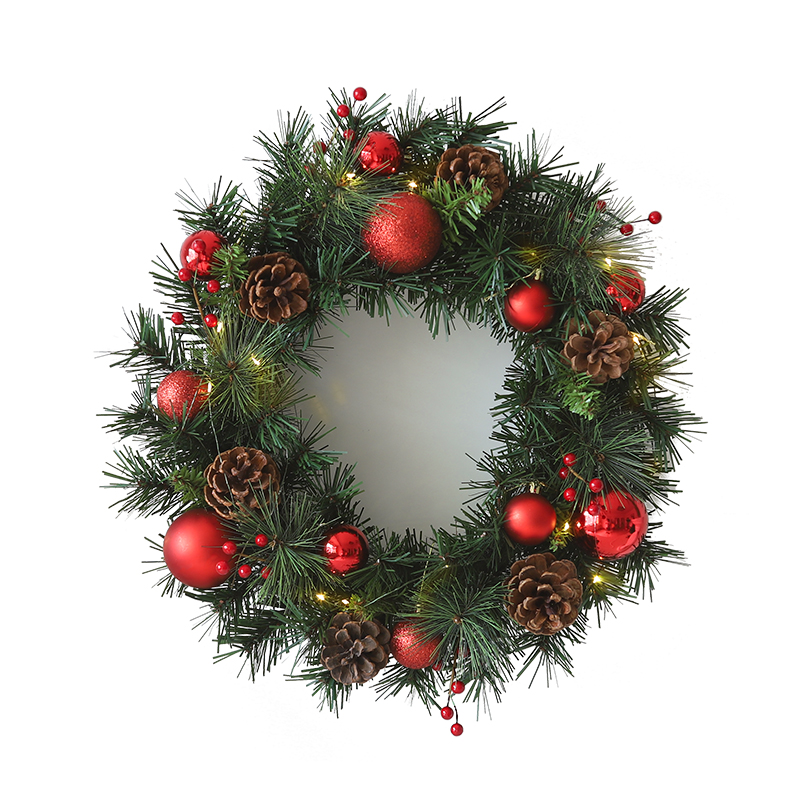 森韵圣诞装饰品40cm柏叶花环垂感pe藤条藤圈橱窗门墙高档挂件布景