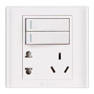 公牛二开两开五孔插座带开关面板家用86型g07双开双控二三5孔墙插