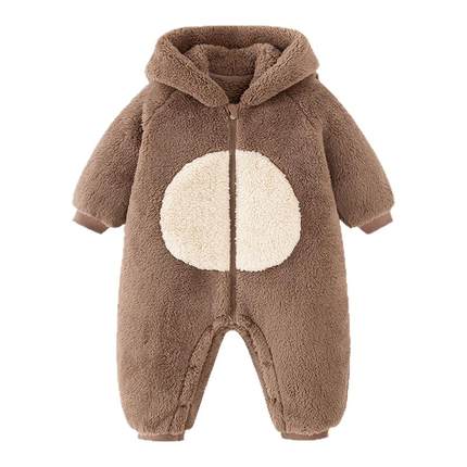 迷你巴拉巴拉婴儿衣服宝宝睡衣家居保暖珊瑚绒红色新年连体衣爬服