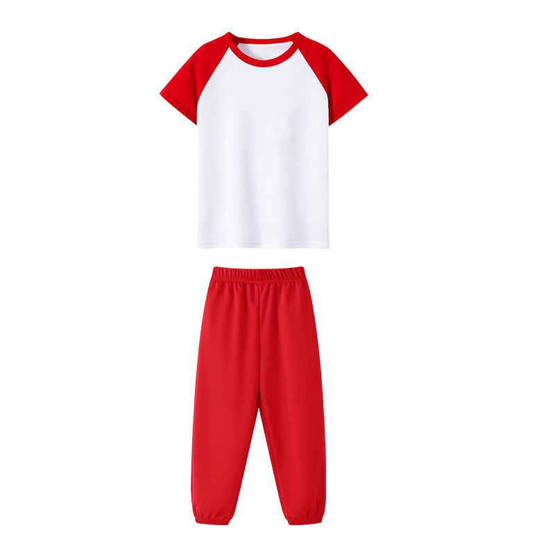 夏季儿童运动套装纯棉表演服装