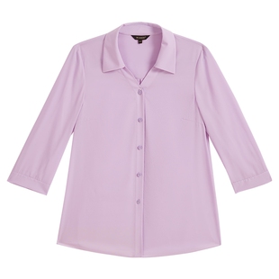 YINER音儿2025秋季新款法式海鸥领七分袖桑蚕丝混纺衬衫上衣