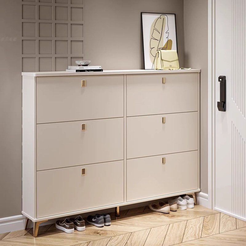 奶油风超薄鞋柜家用门口入户翻斗式玄关柜一体收纳神器省空间鞋架