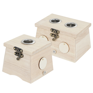 4cm单双孔艾灸盒粗艾条雷火灸实木制3cm橡木单双孔随身灸家用熏蒸