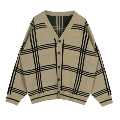 MRCYC秋冬宽松慵懒风格子针织衫