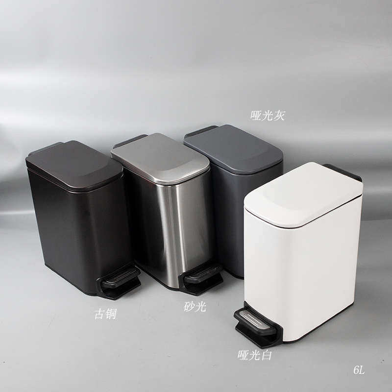 朗艺垃圾桶家用脚踏带盖高颜值6升10升哑光灰房间卫生间酒店厕所