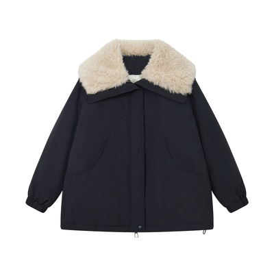 大嘎派克羽绒服女羊羔毛领冬外套