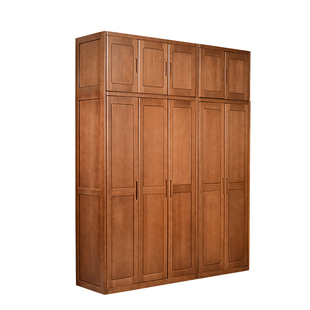 全榉木实木衣柜平开门二三四五门加高可加顶原木储物收纳独立衣橱