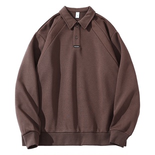 马切达秋季情侣日系纯色学院风POLO衫百搭休闲卫衣秋冬款男士外套