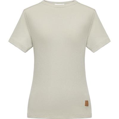 雅莹罗纹肌理修身正肩圆领T恤