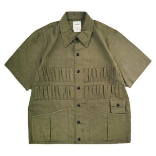 SONOFLOONG军事风宽松棉麻短袖衬衫潮日系KETCHUM SHIRT非VISVIM