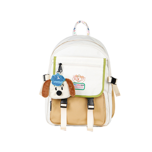 LOLA DESIGN像素挂件双肩包 可爱书包女大学生初中高中生电脑背包