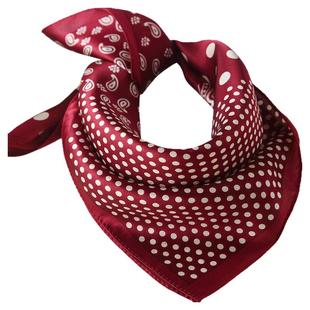 红色真丝小方巾丝巾系脖轻奢高级感波点领巾桑蚕丝时尚洋气围巾女