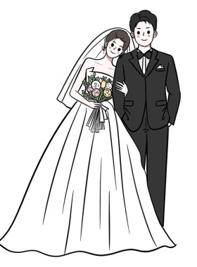 手绘婚纱照满意为止立牌请柬设计