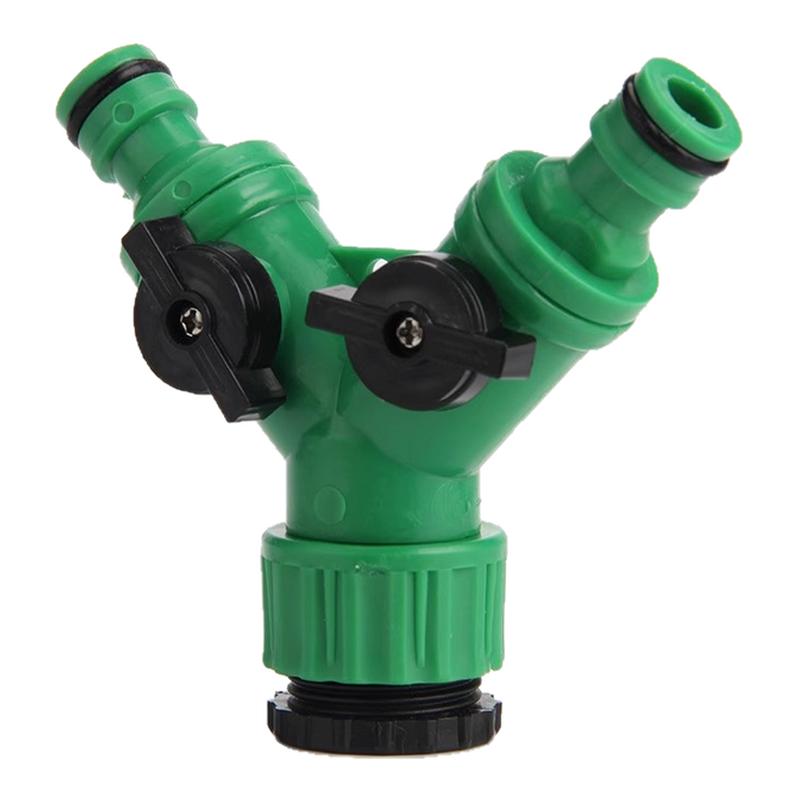 园林花园塑料绿色4分6分内牙奶嘴分流器一分二外丝水龙头分水接头