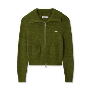 【商场同款】LILY新款AB衫亮闪纱线双开拉链针织开衫女短款