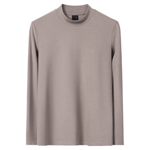 秋冬季简约休闲风男士半高领长袖T恤保暖德绒打底衫2025男装新款