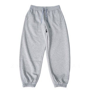 占大帅 冬季重磅加绒加厚灰色卫裤男宽松抽绳百搭运动束脚裤子潮