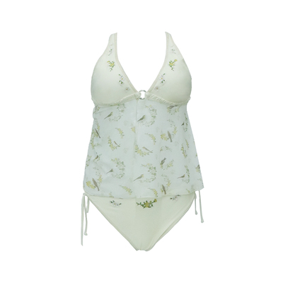 atlanticbeach2024新款度假泳衣 复古花鸟系列分体泳衣性感刺绣纱