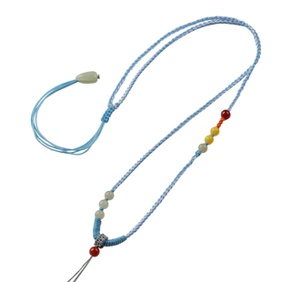 全手工编织项链绳女可调节蜜蜡和田玉配珠翡翠玉佛平安扣吊坠挂绳