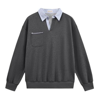 拼接JMwomen设计条纹卫衣格雷系