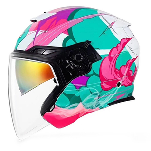 GSB头盔摩托车半盔男女春夏季双镜片3/4盔复古骑行认证机车安全盔