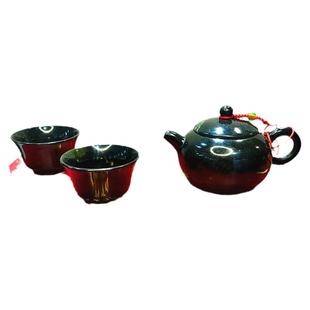 酒泉夜光杯祁连墨玉天然药王石茶具光壶茶杯三件套送礼品盒包邮