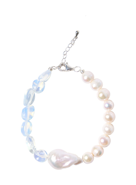 RiverineAdara「光折雾影」白蛋白天然水晶淡水珍珠手串手链饰品