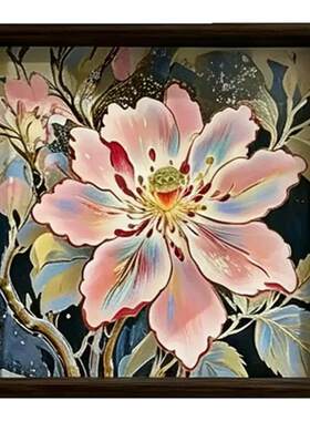 复古牡丹花托盘平面玄关装饰收纳
