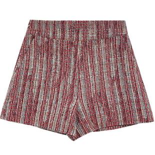 Jessica杰西卡21秋季新款经典小香风软呢修身阔腿短裤21422A