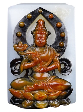 （古晨珠宝）新疆和田玉白玉籽料观音手把件手玩玉牌125g