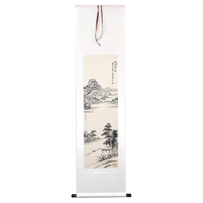 手绘国画真迹卷轴挂画国风装饰画