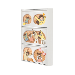 奶油风超薄鞋柜小窄家用门口入户门收纳柜一体靠墙门外走廊免安装