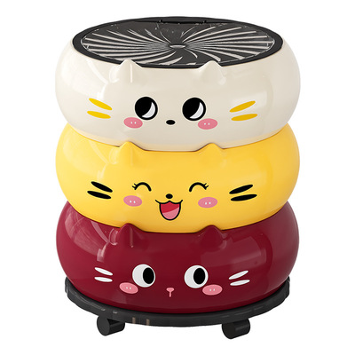 卡通猫咪带轮垃圾桶家用双桶