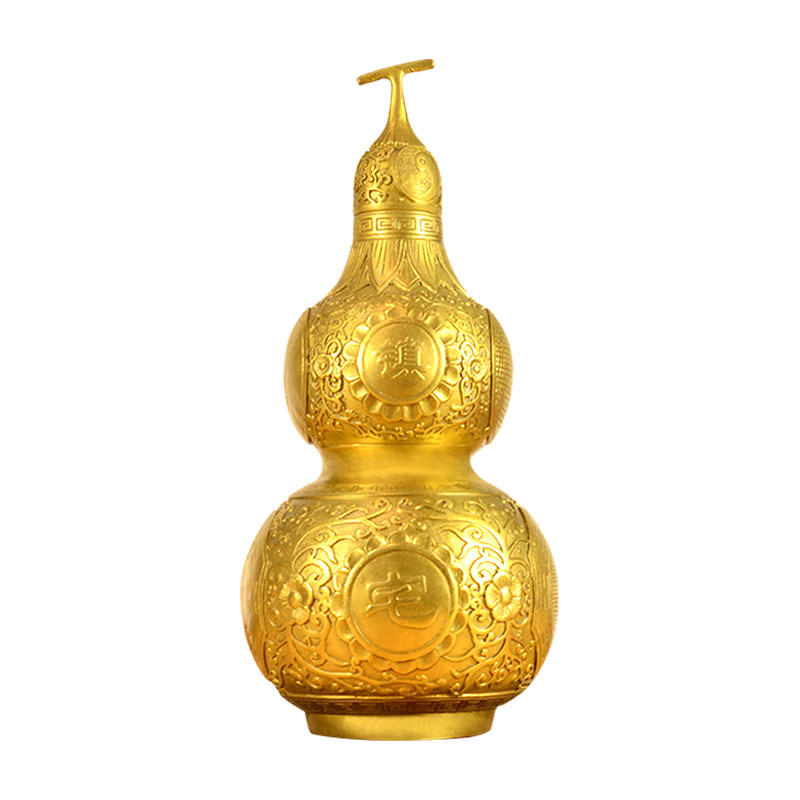 金色銅葫蘆招財(cái)擺件高級(jí)感客廳八卦客廳玄關(guān)臥室家宅平安風(fēng)生水起