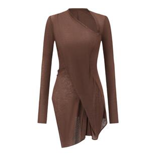 OUDE WAAG  螺纹立体剪裁垂坠不对称女装上衣