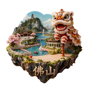 佛山醒狮冰箱贴清晖园文创城市金属旅游景点纪念品送朋友伴手礼