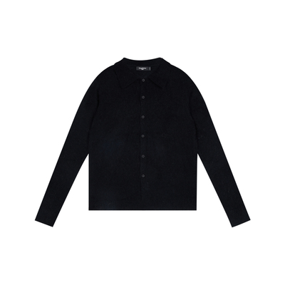 Oneup羊驼毛翻领宽松秋冬高级休闲慵懒风白灰色针织毛衣开衫外套