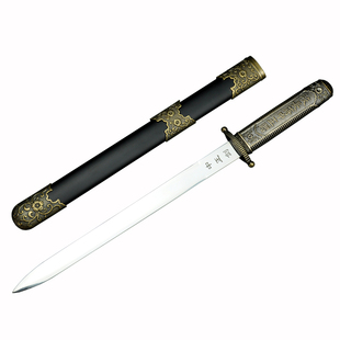 龙泉市不锈钢刀剑防身小短剑 镇宅宝剑摆饰汉剑中正剑红色未开刃