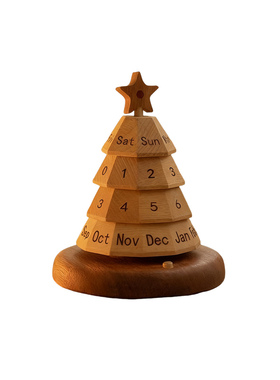 圣诞礼物万年历2026新款高颜值木圣诞树日历家用桌面创意装饰摆件
