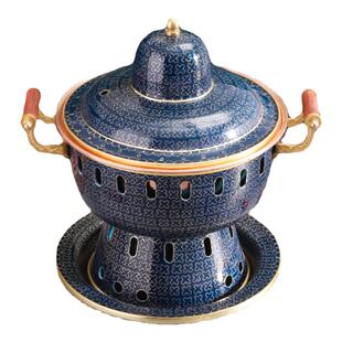 景泰蓝火锅纯铜单人小火锅加厚紫铜酒精火锅炉手工制作景泰蓝火锅