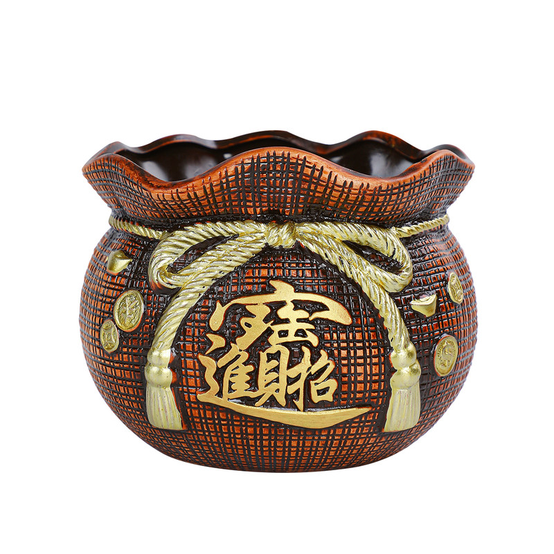 古典花盆手工福袋造型陶瓷花盆中式复古装饰花瓶室内桌面发财树盆