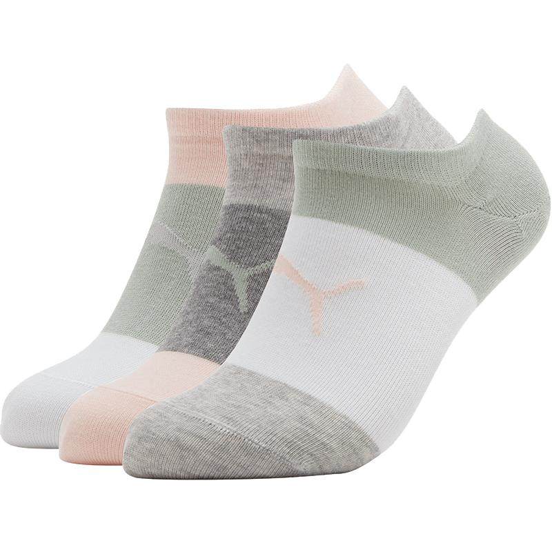 PUMA彪马袜子拼接款男女短筒隐形袜防脱防滑春夏款浅口船袜3双