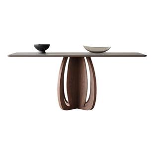 北欧实木岩板餐桌现代简约家用小户型橡木意式全托哑光岩板餐桌椅