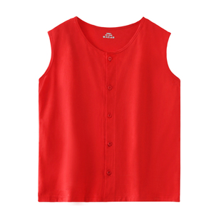 老年人全棉开衫背心男红色本命年纯棉宽松大码内衣内裤套装老头衫