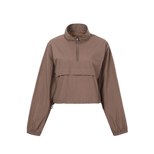 annerun半拉链立领骑行服女款长袖防晒瑜伽服运动健身服薄款外套