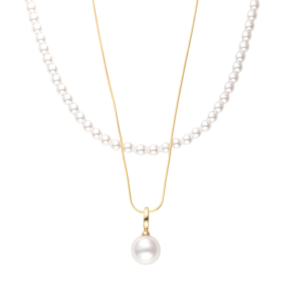 LADYB珍珠项链吊坠叠戴小米珠链