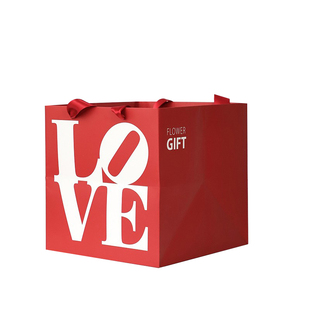 七色堇花束手提袋礼品包装手拎白色插花袋花艺用品礼物鲜花包装袋