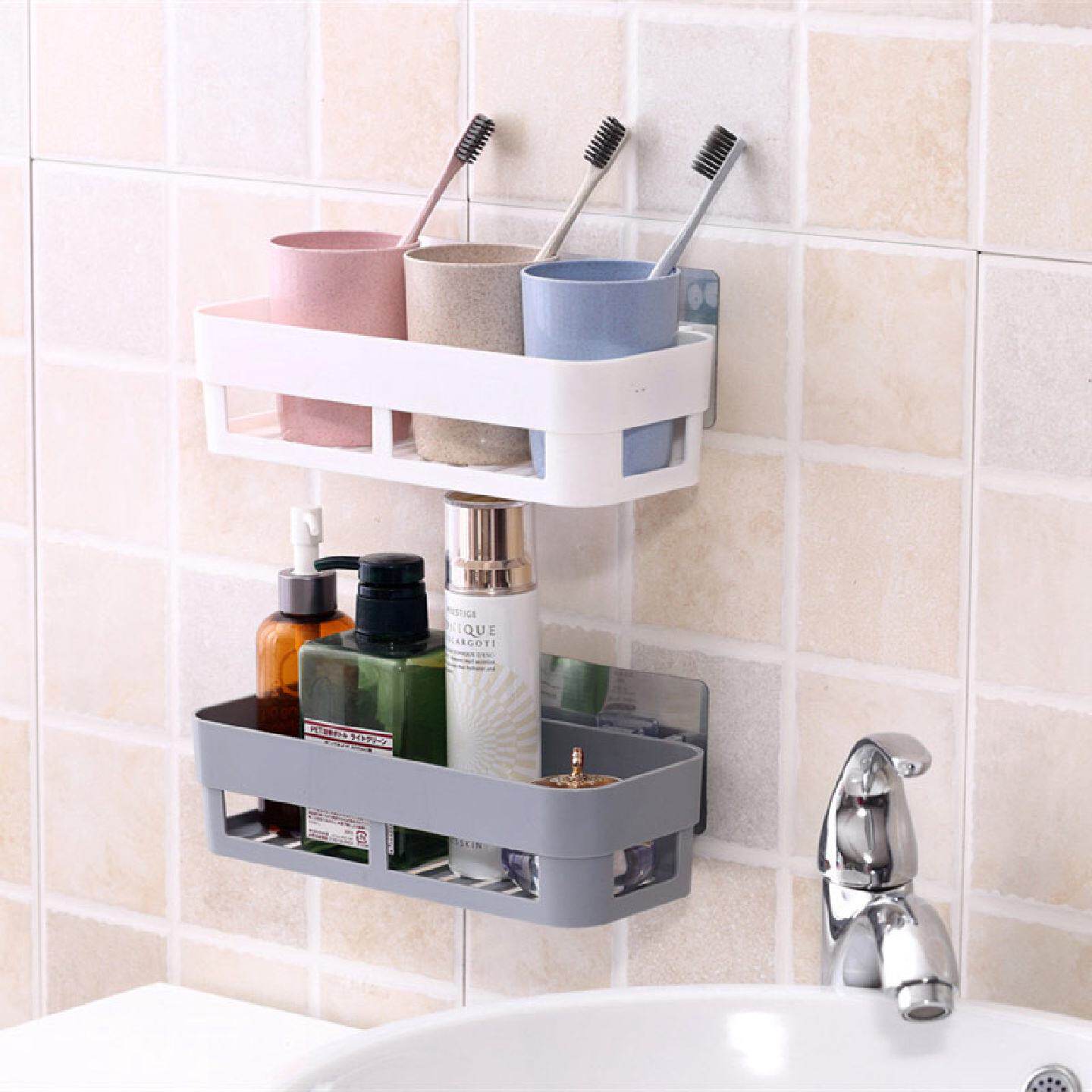 吸壁式浴室置物架卫生间墙壁挂免打孔厕所吸盘洗手间洗漱台收纳盒