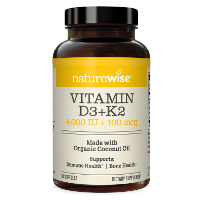 Naturewise阳光瓶D3K2维生素D3胶囊4000iu维vd3补钙 30粒