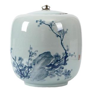 手绘哥窑茶叶罐开片 大号5斤装密封储存防潮罐普洱红茶通用空茶仓